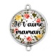 Connecteur Cabochon Argent - je t'aime maman