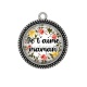Pendentif Cabochon Argent - je t'aime maman