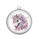 Pendentif Cabochon Argent - licorne