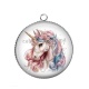 Pendentif Cabochon Argent - licorne