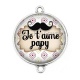 Connecteur Cabochon Argent - je t'aime papy