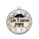 Pendentif Cabochon Argent - je t'aime papy