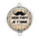Connecteur Cabochon Argent - mon papy je t'aime