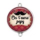 Connecteur Cabochon Argent - on t'aime papy