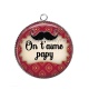 Pendentif Cabochon Argent - on t'aime papy