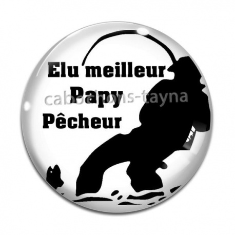 Cabochon Verre - elu meilleur papy pêcheur