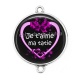 Connecteur Cabochon Argent - je t'aime ma tatie