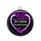 Pendentif Cabochon Argent - je t'aime grande soeur