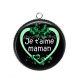 Pendentif Cabochon Argent - je t'aime maman
