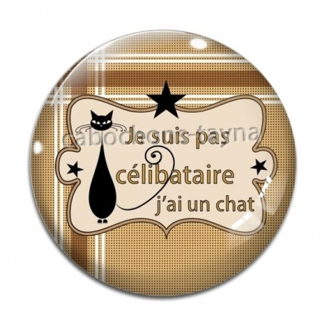 Cabochon Verre - je ne suis pas célibataire j'ai un chat