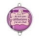 Connecteur Cabochon Argent - je suis pas célibataire j'ai un chat