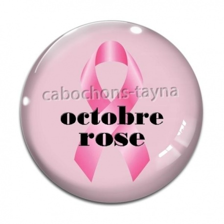 Cabochon Verre - octobre rose