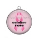 Pendentif Cabochon Argent - octobre rose