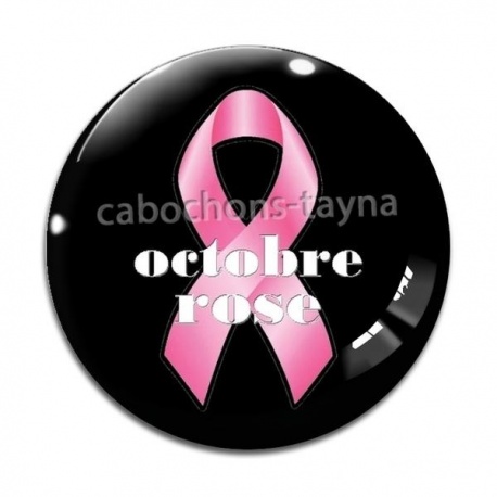 Cabochon Verre - octobre rose
