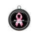 Pendentif Cabochon Argent - octobre rose