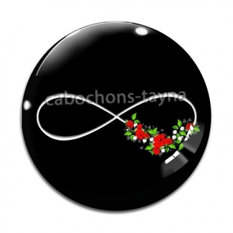 Cabochon Verre - signe infini fleur