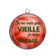 Pendentif Cabochon Argent - je ne suis pas vieille je suis vintage