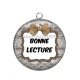 Pendentif Cabochon Argent - bonne lecture