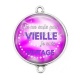 Connecteur Cabochon Argent - je ne suis pas vieille je suis vintage