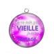 Pendentif Cabochon Argent - je ne suis pas vieille je suis vintage