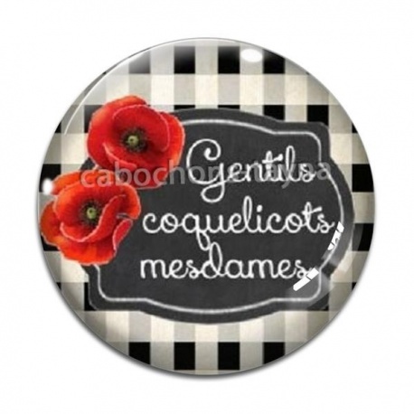 Cabochon Verre - gentils coquelicots mesdames