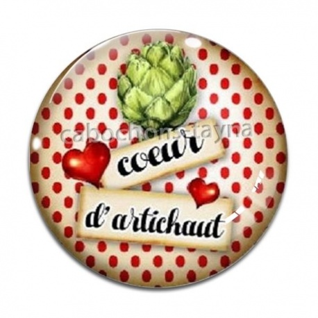 Cabochon Verre - coeur d'artichaut