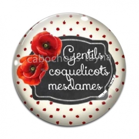 Cabochon Verre - gentil coquelicots mesdames