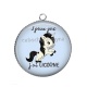 Pendentif Cabochon Argent - j'peux pas j'ai licorne