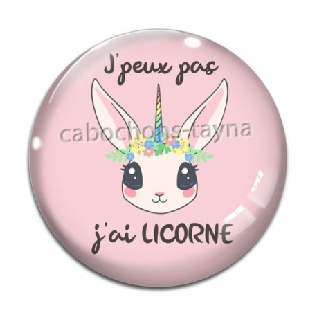 Cabochon Verre - j'peux pas j'ai licorne