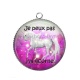Pendentif Cabochon Argent - j'peux pas j'ai licorne