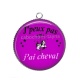 Pendentif Cabochon Argent - j'peux pas j'ai cheval