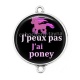 Connecteur Cabochon Argent - j'peux pas j'ai poney