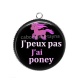 Pendentif Cabochon Argent - j'peux pas j'ai poney