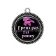 Pendentif Cabochon Argent - j'peux pas j'ai poney