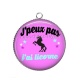 Pendentif Cabochon Argent - j'peux pas j'ai licorne