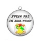 Pendentif Cabochon Argent - j'peux pas j'ai aqua poney