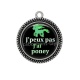 Pendentif Cabochon Argent - j'peux pas j'ai poney