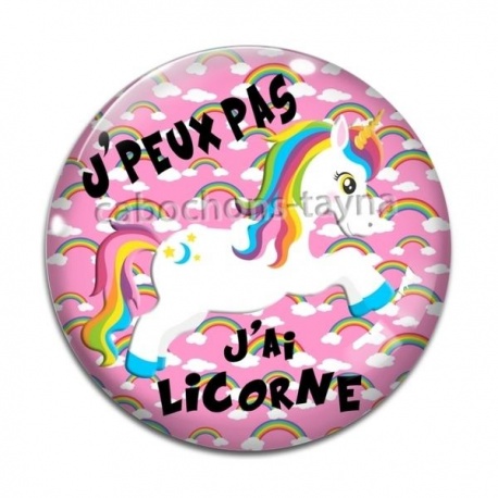 Cabochon Verre - j'peux pas j'ai licorne