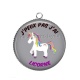 Pendentif Cabochon Argent - j'peux pas j'ai licorne