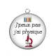 Pendentif Cabochon Argent - j'peux pas j'ai physique