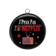 Pendentif Cabochon Argent - j'peux pas j'ai netflix