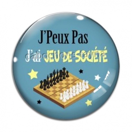 Cabochon Verre - j'peux pas j'ai jeu de société