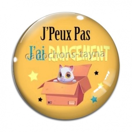 Cabochon Verre - j'peux pas j'ai rangement