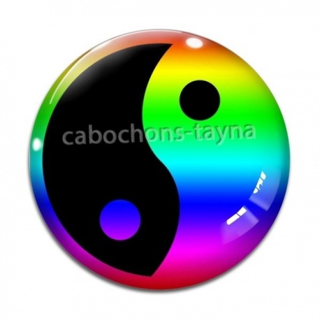 Cabochon Verre - yin yang
