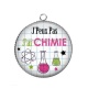 Pendentif Cabochon Argent - j'peux pas j'ai chimie
