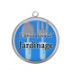 Pendentif Cabochon Argent -  j'peux pas j'ai jardinage