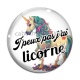 Cabochon Verre - j'peux pas j'ai licorne