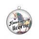 Pendentif Cabochon Argent - j'peux pas j'ai licorne