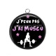 Pendentif Cabochon Argent - j'peux pas j'ai muscu