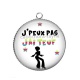 Pendentif Cabochon Argent - j'peux pas j'ai teuf